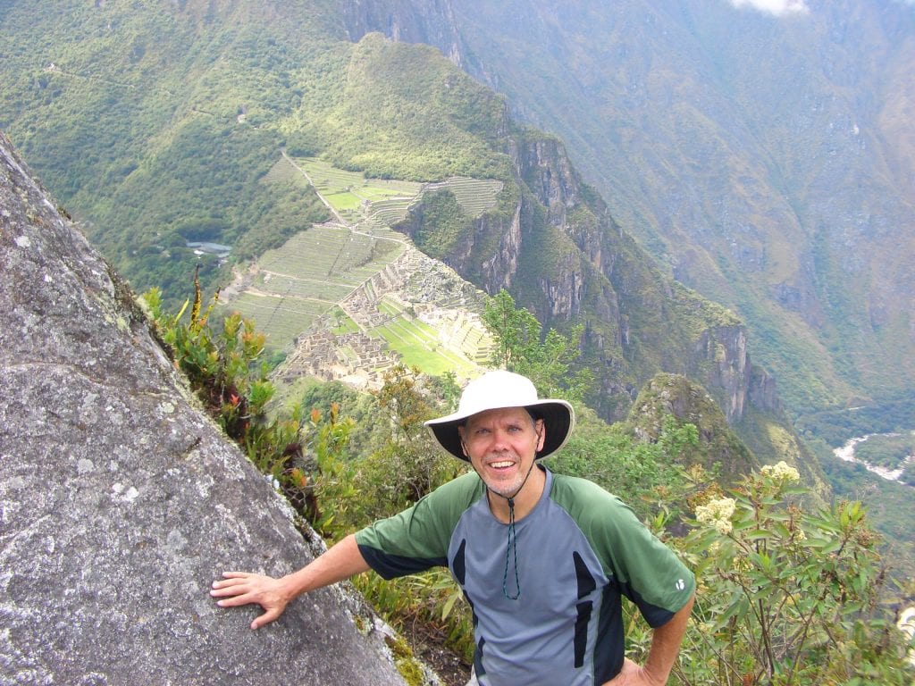Looking at Machu Picchu city from the peak of Huaynu Picchu